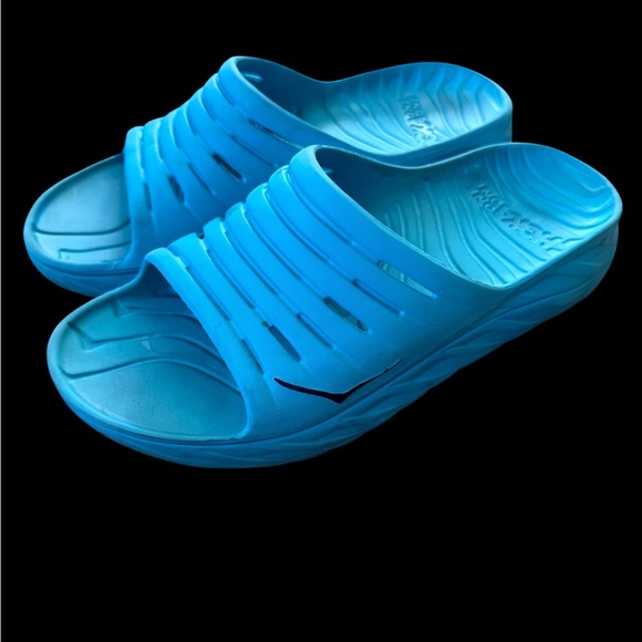 Hoka One One Ora Recovery Slides Mens Size 12 Turquoise Slip On Comfort Sandals - Picture 3 of 5